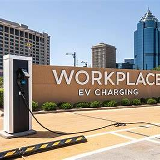 Workplace EV charging station in a parking area